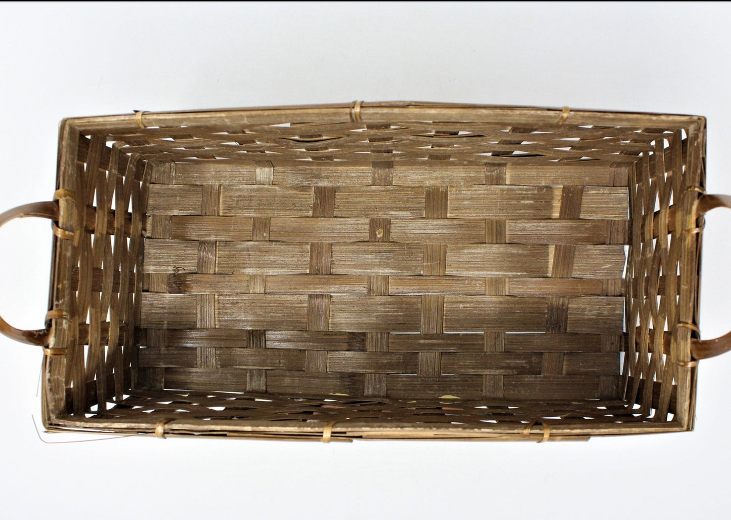 Basket, Hand Painted Ducks / Geese, Rectangular, Woven Philippines, Vintage