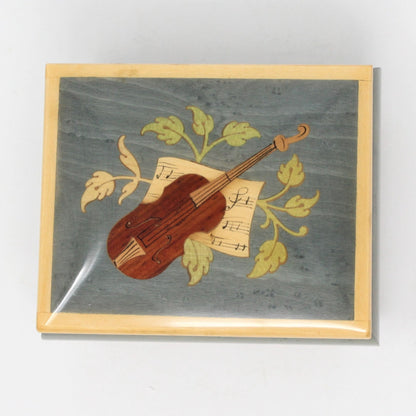 Music Box, Inlay Wood Violin, plays "Santa Lucia", Italy