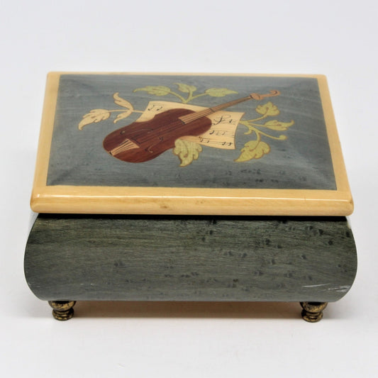 Music Box, Inlay Wood Violin, plays "Santa Lucia", Italy