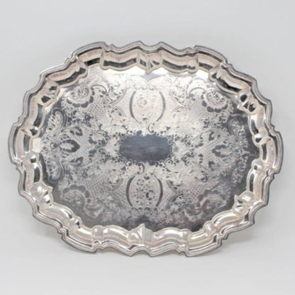 Vintage Leonard Silver Tray, #520, Footed Silverplate 14 inches