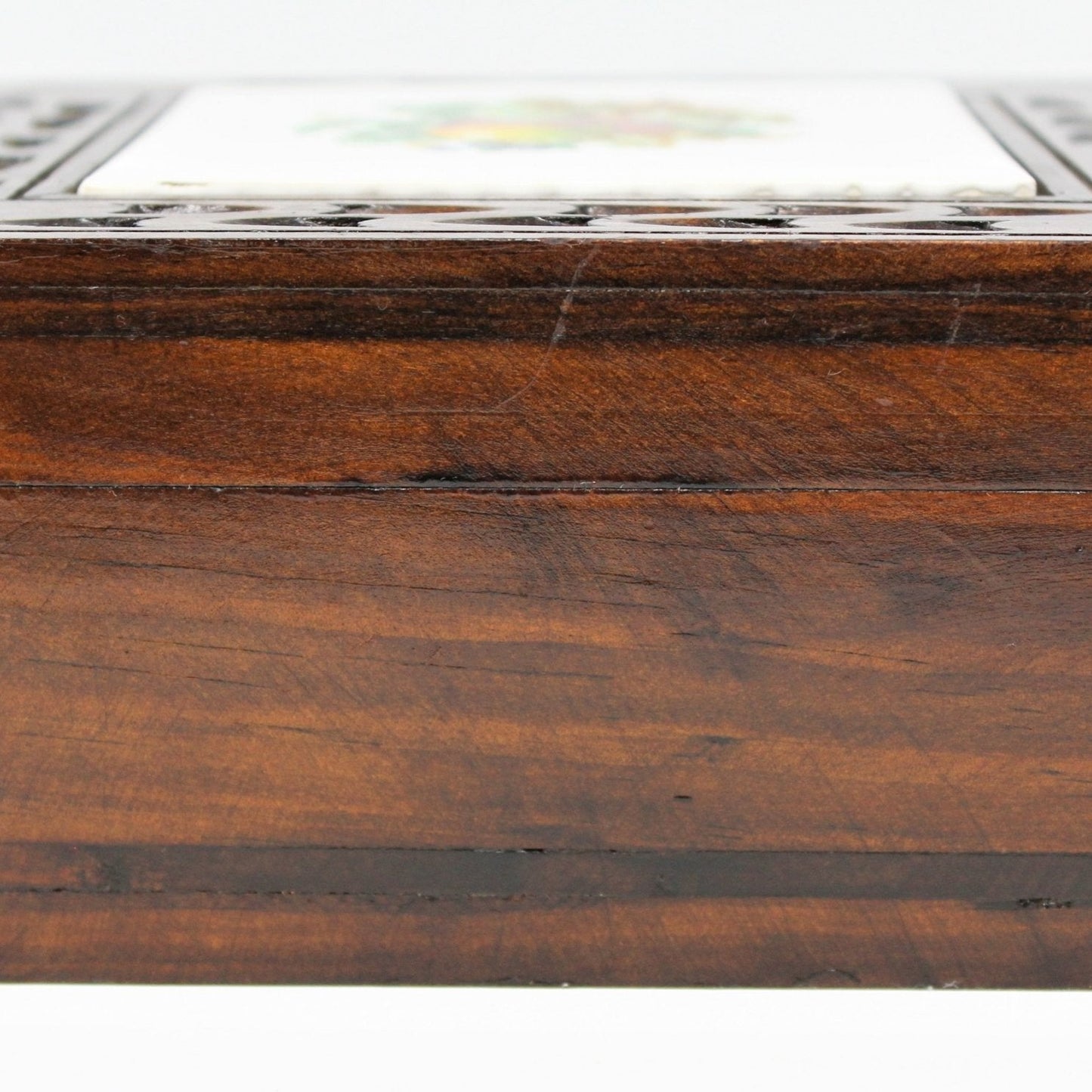Box, Jewelry Box, Carved Wood, Tile Insert, Mexico, Vintage