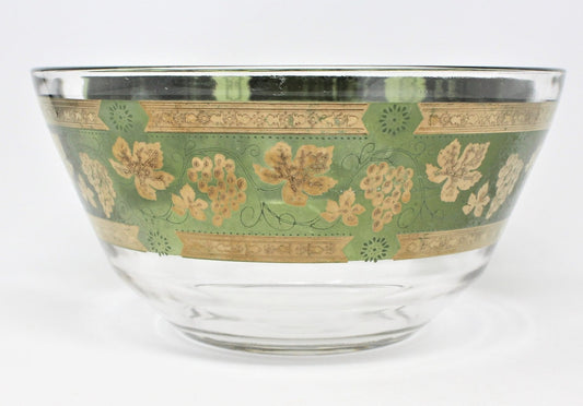 Serving Bowl, Ceraglass, Golden Grapes Green MCM, Vintage