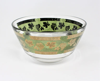 Serving Bowl, Ceraglass, Golden Grapes Green MCM, Vintage
