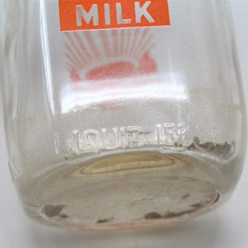 Milk Bottle, Miller Dairy, Orange Pyro ACL, One Pint, Indiana, Vintage