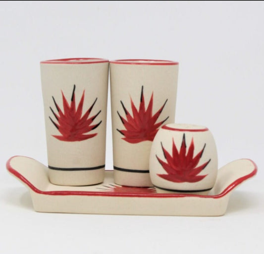 Shot Glasses Set, Tequila Set, Mexico Souvenir, Hand Painted Ceramic