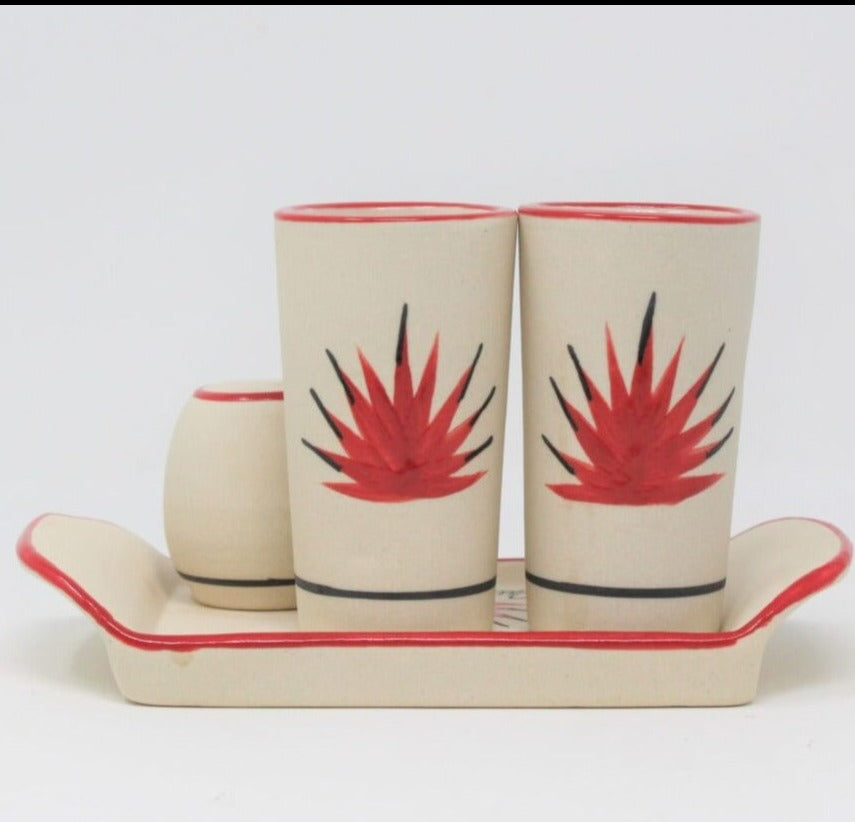 Shot Glasses Set, Mexico Souvenir, Hand Painted Ceramic