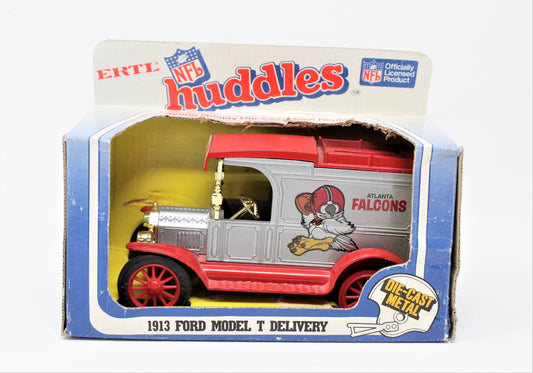 Coin Bank, ERTL, NFL huddles Atlanta Falcons, 1913 Ford Model T, 1983, Vintage