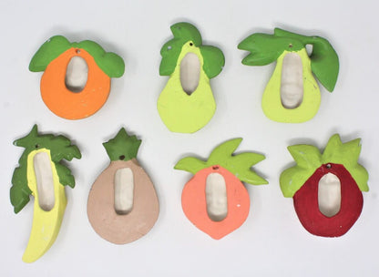 Chalkware, Anthropomorphic Fruit, Ceramic, Set of 7, Hand Painted, Vintage