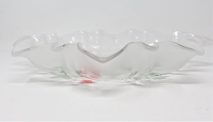 Platter / Round Bowl, Mikasa, Christmas Story, Frosted / Embossed Glass, Vintage, 13"