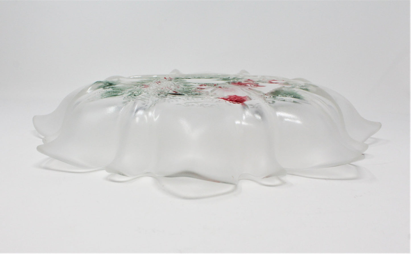 Platter / Round Bowl, Mikasa, Christmas Story, Frosted / Embossed Glass, Vintage, 13"