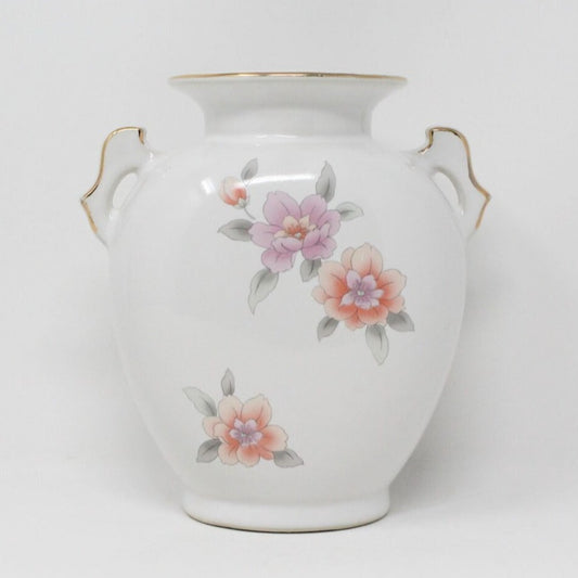 Vase, Fine China Japan, Oriental Floral Urn with Handles, Vintage