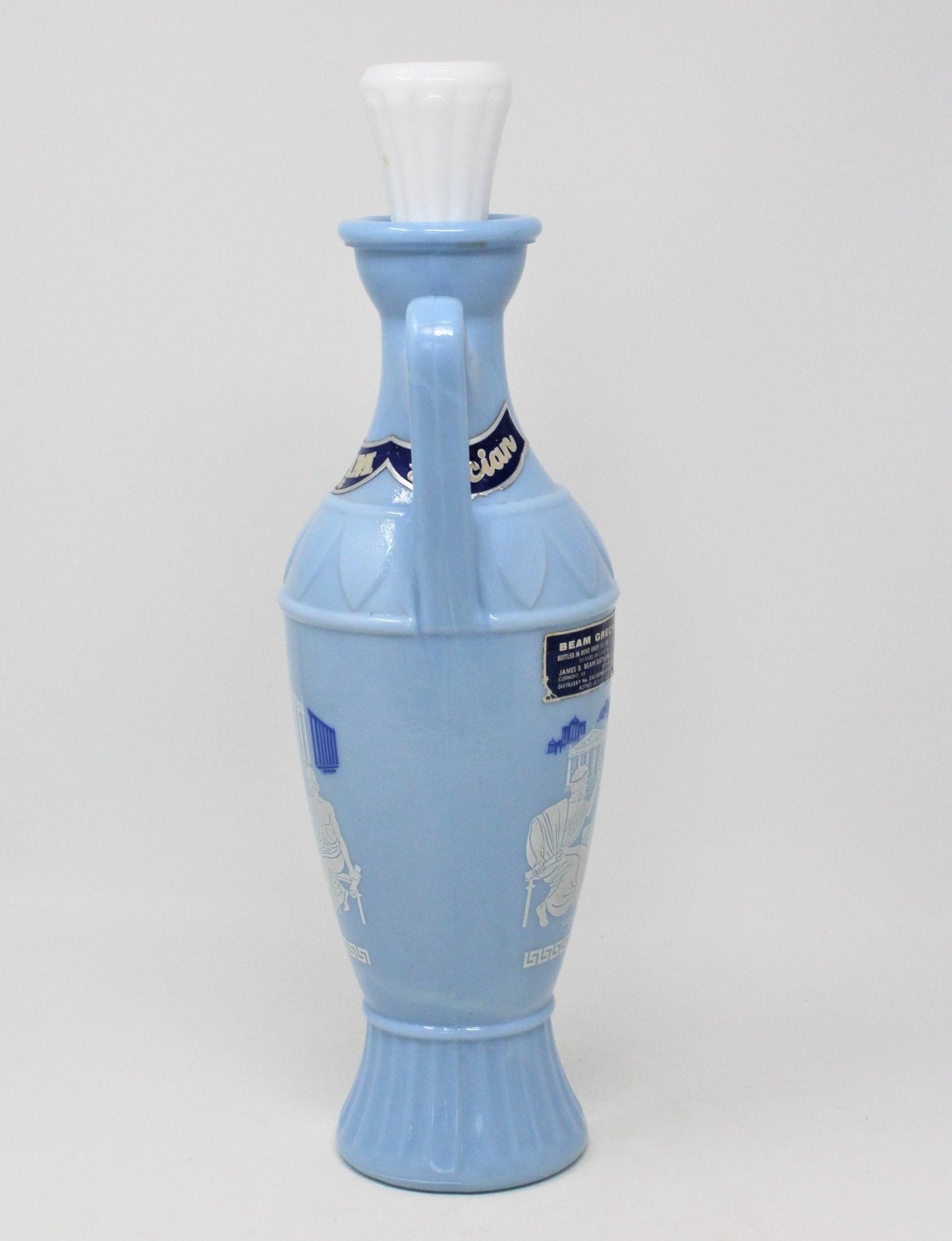 Decanter with Stopper, Jim Beam, Blue & White, Greek Philosophers, Vintage Barware