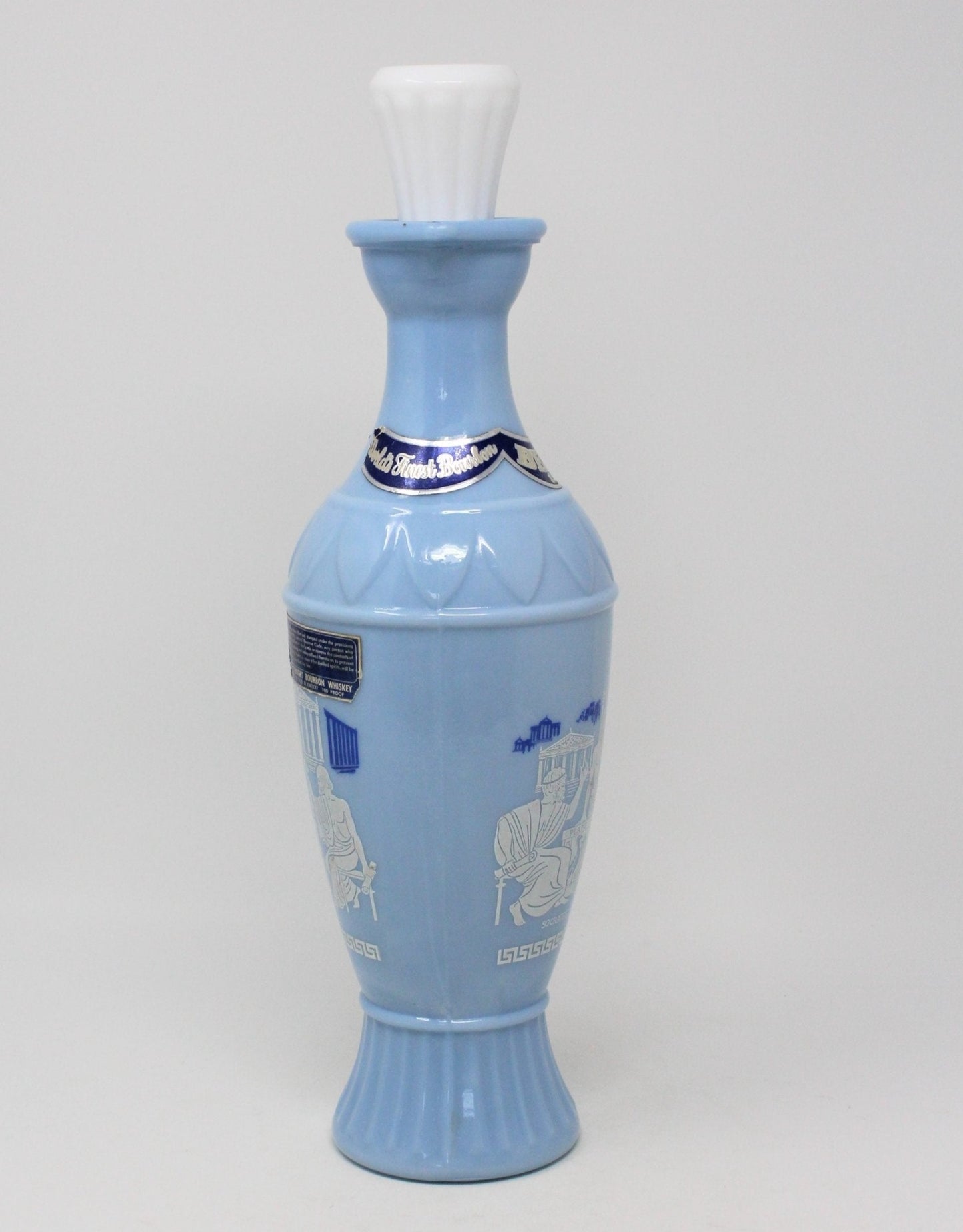 Decanter with Stopper, Jim Beam, Blue & White, Greek Philosophers, Vintage Barware