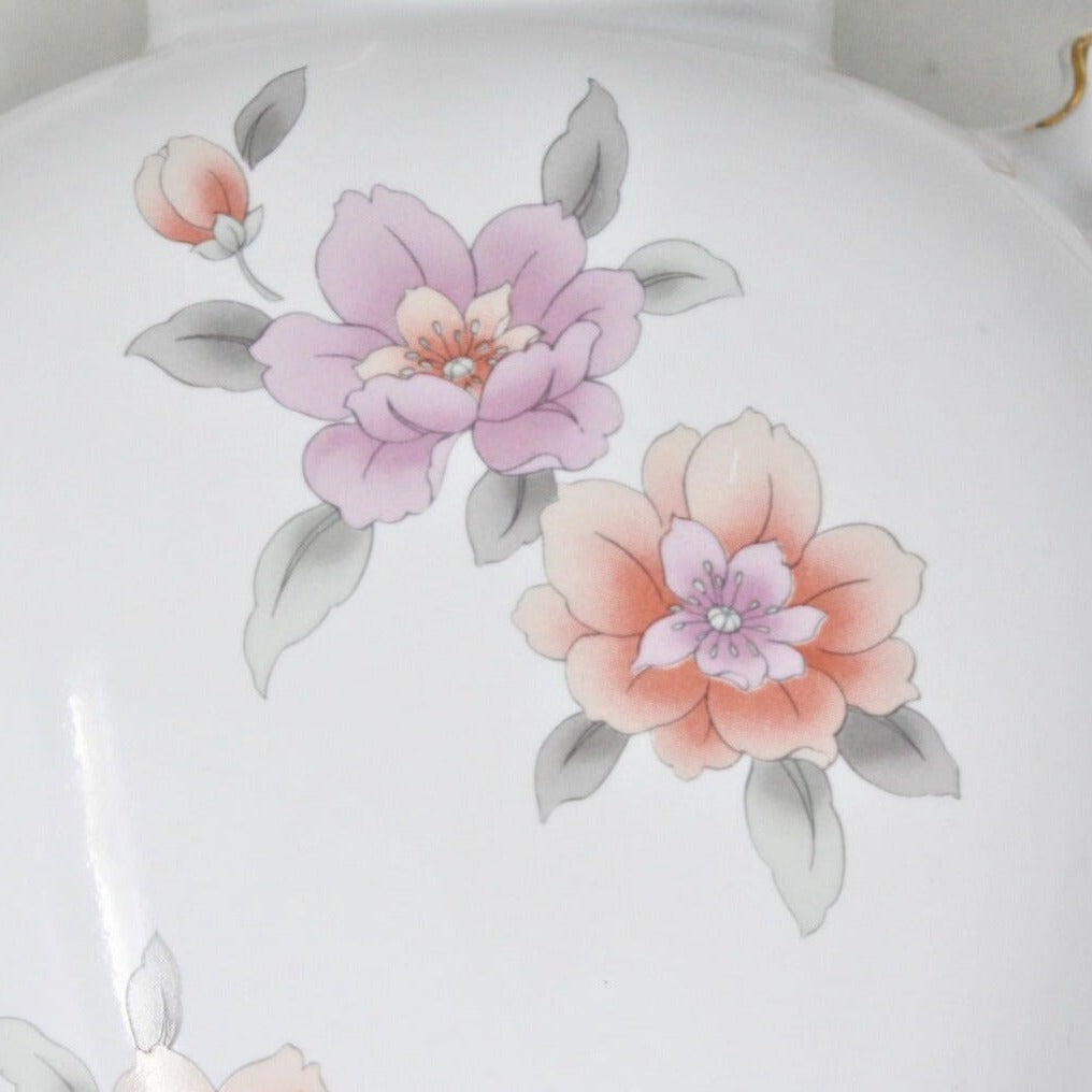 Vase, Fine China Japan, Oriental Floral Urn with Handles, Vintage