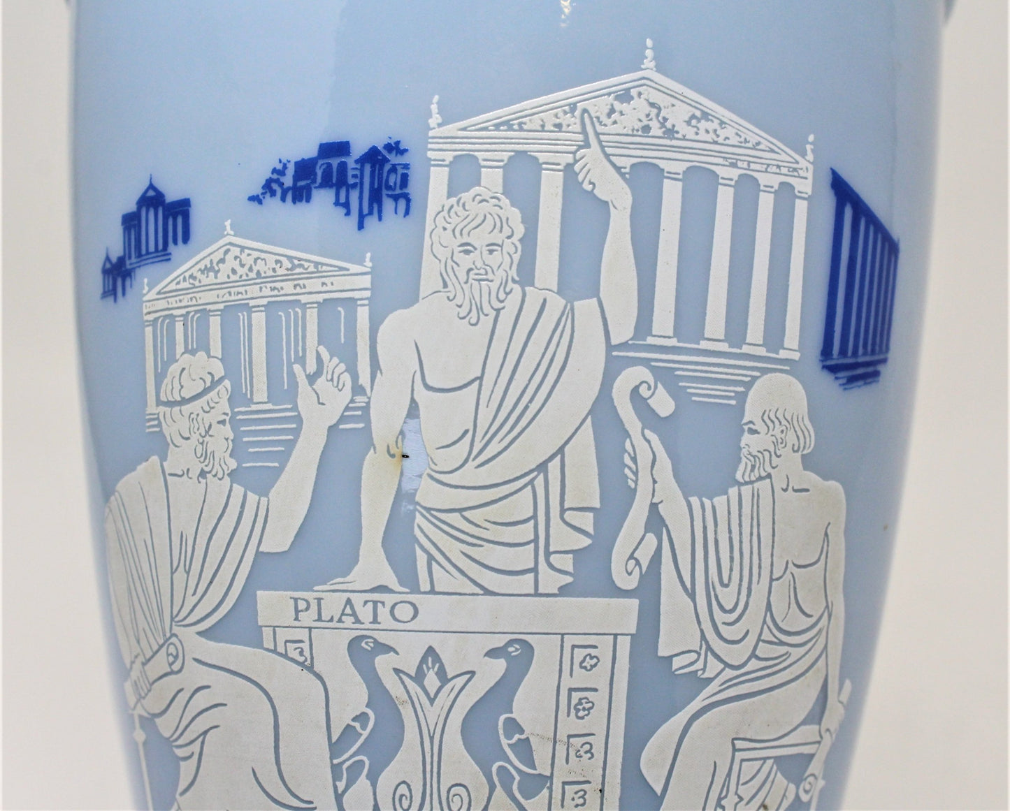 Decanter with Stopper, Jim Beam, Blue & White, Greek Philosophers, Vintage Barware