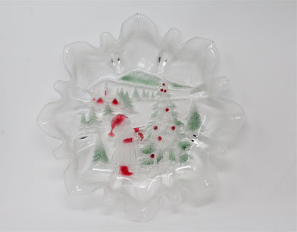 Serving Platter, Mikasa, Christmas Story, Frosted / Embossed Glass, 13"