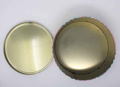 Gift Tin / Cookie Tin, Christmas Quilter's Patchwork, Round, Vintage