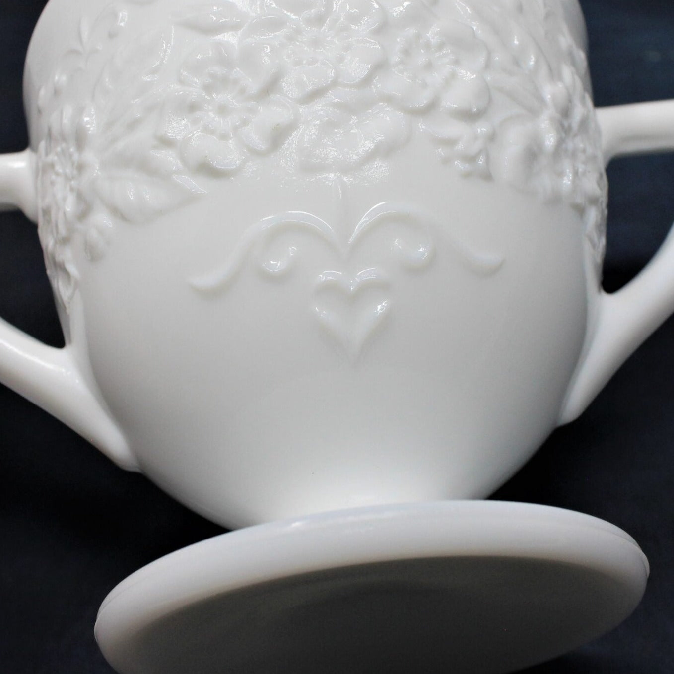 Creamer & Open Sugar, Indiana Glass, Orange Blossom, Milk Glass, Vintage