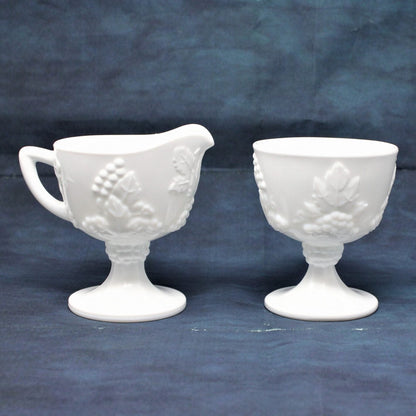 Creamer & Open Sugar, Colony, Harvest Milk Glass, Vintage