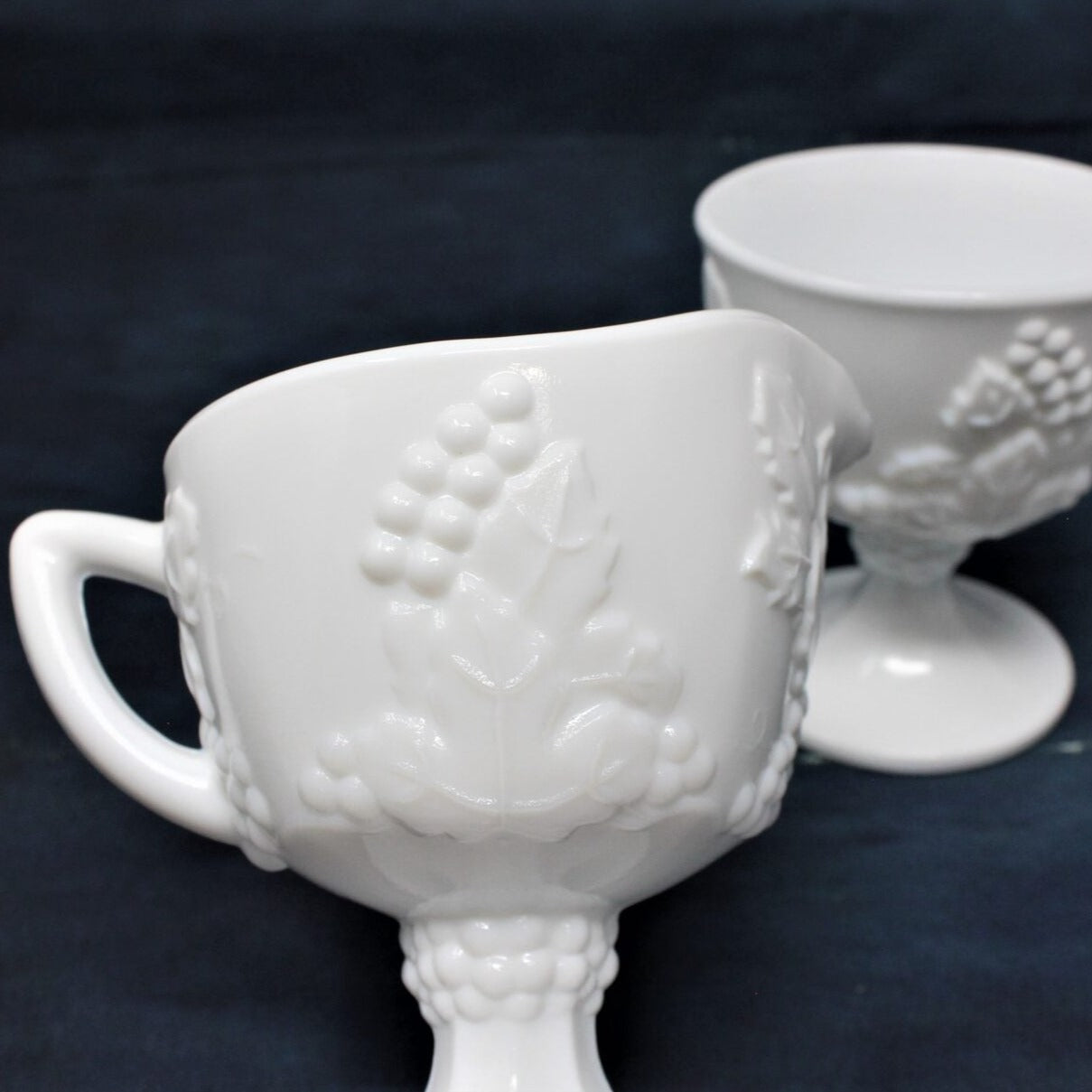 Creamer & Open Sugar, Colony, Harvest Milk Glass, Vintage