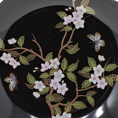 Decorative Plate, OMC / Otagiri, Noire Oriental Cherry Blossoms, Vintage