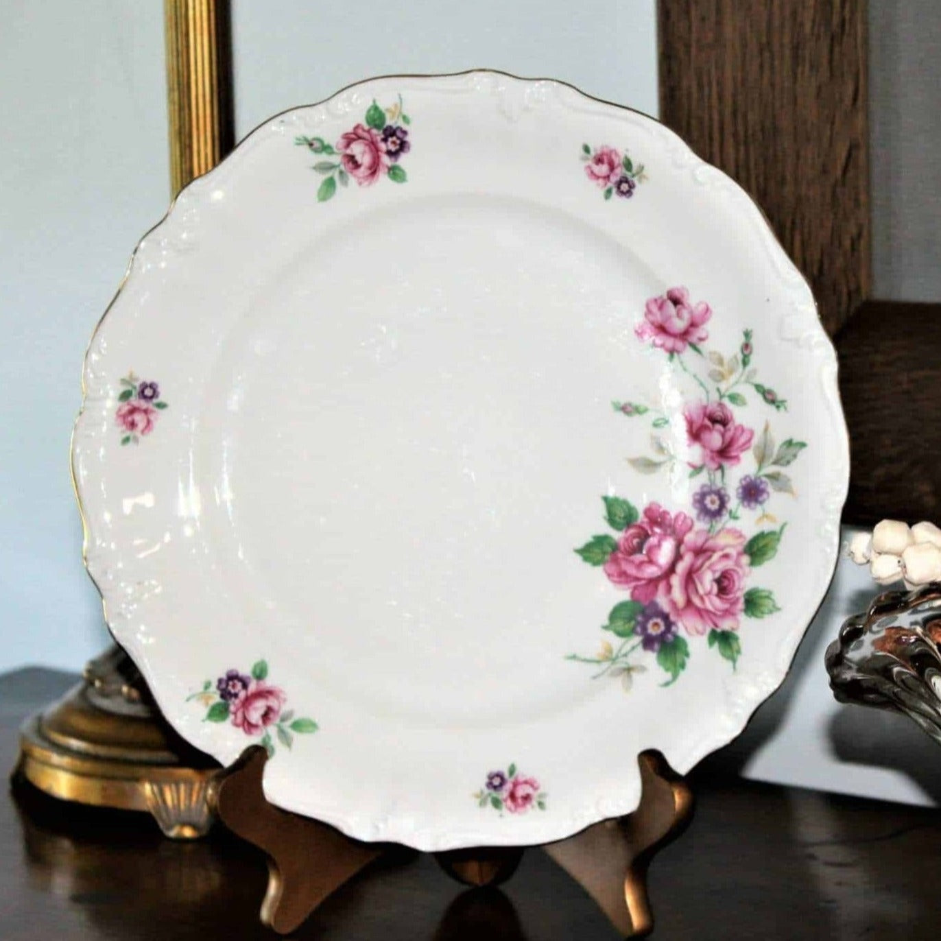 Dinner Plate, Winterling Bavaria, Pink Roses, Germany, Vintage