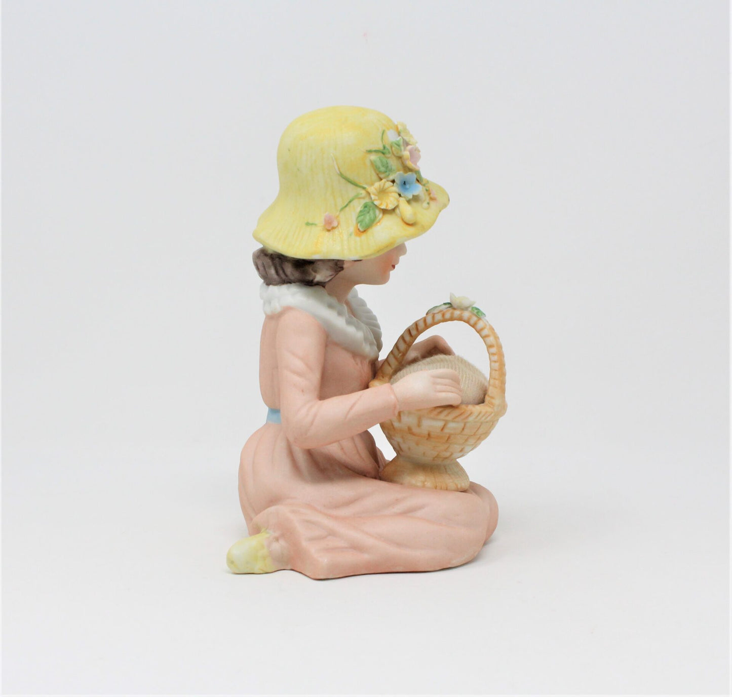 Pin Cushion Figurine, Ardalt, Girl with Basket, Vintage