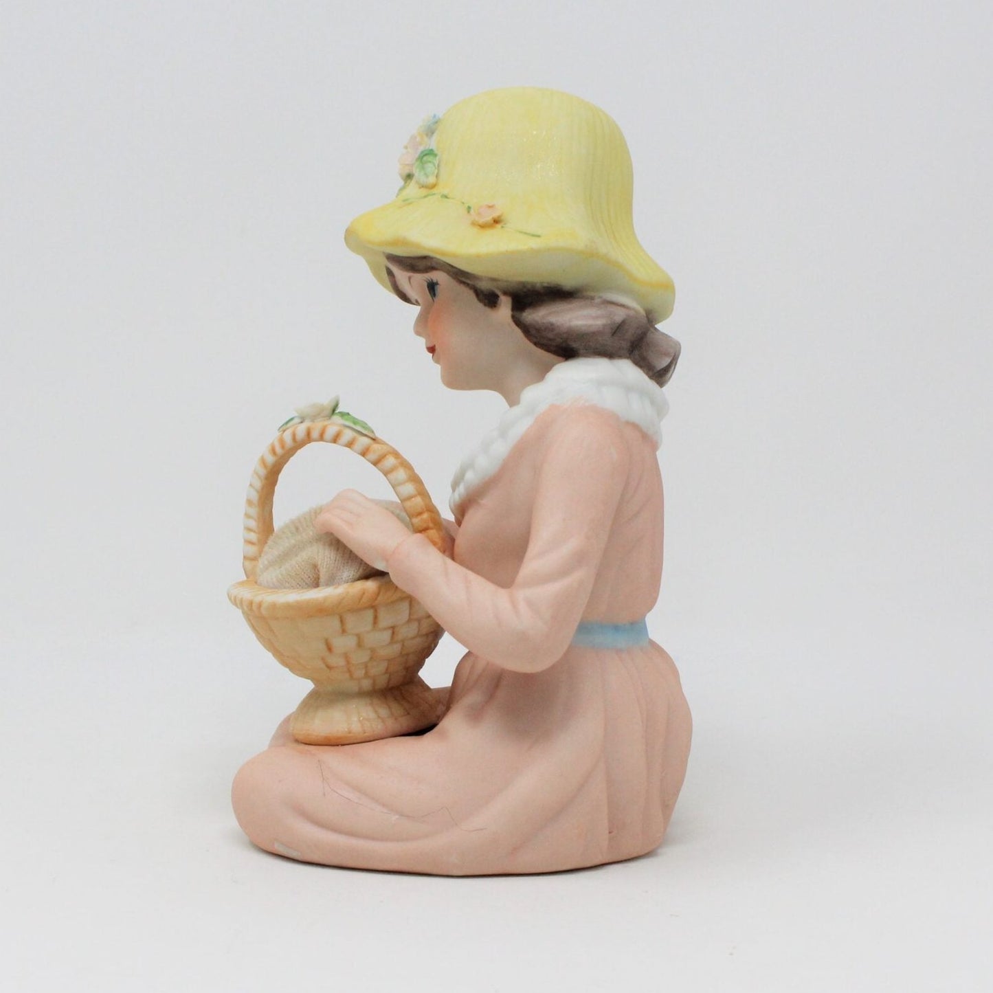 Pincushion Figurine, Ardalt, Girl with Basket, Vintage