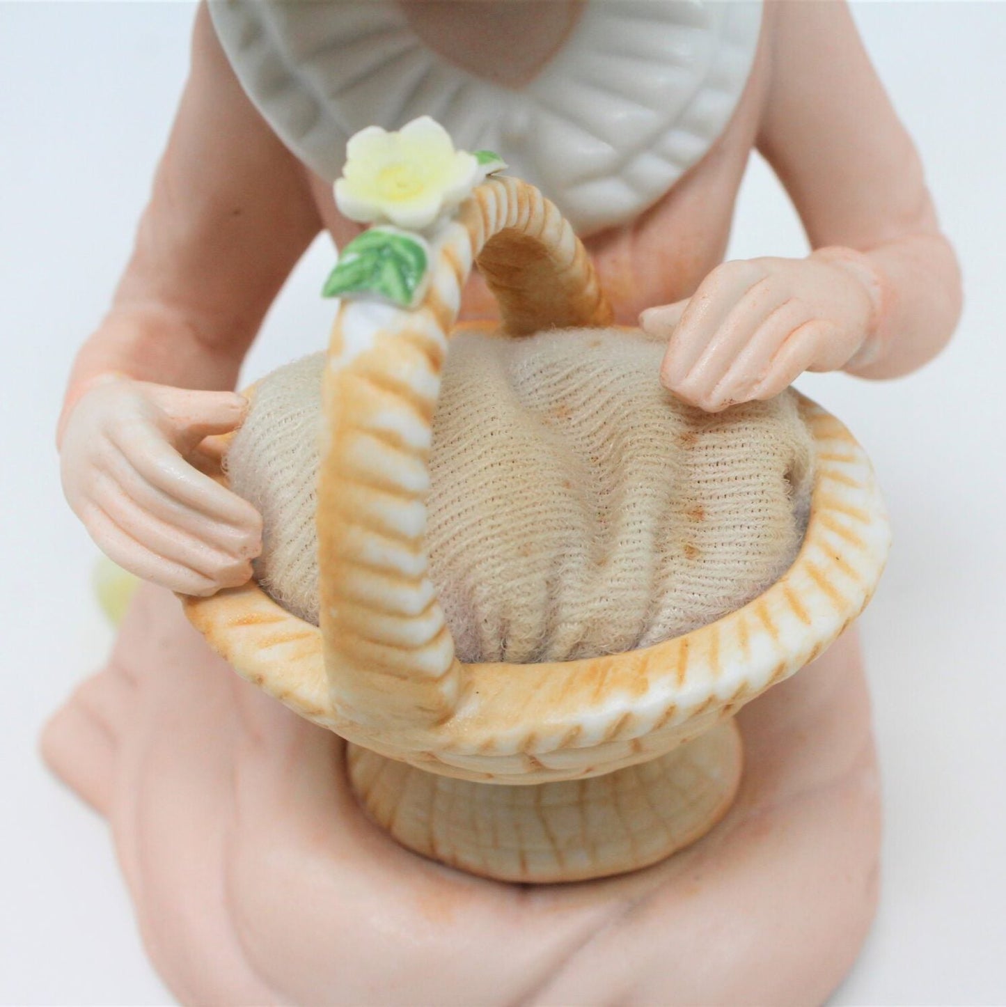 Pincushion Figurine, Ardalt, Girl with Basket, Vintage