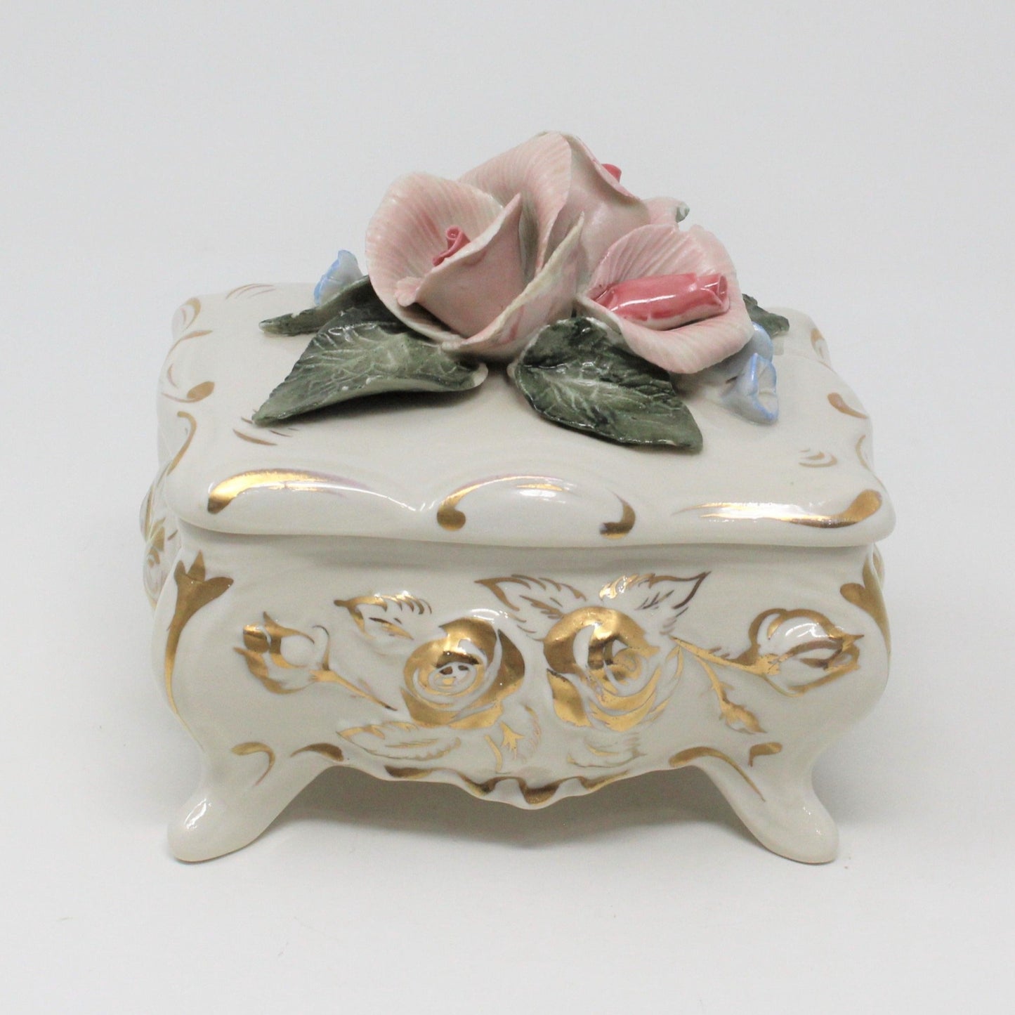 Trinket Box, Cordey, Pink Roses 6049, Porcelain, Vintage