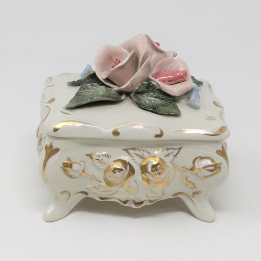 Trinket Box, Cordey, Pink Roses 6049, Porcelain, Vintage