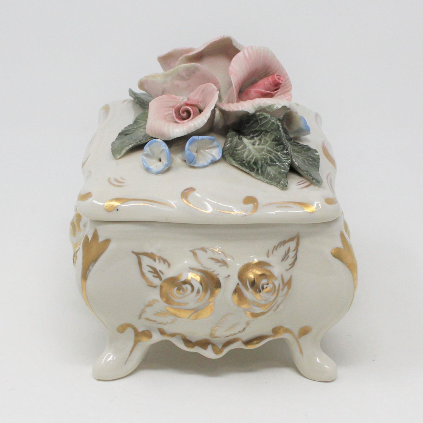 Trinket Box, Cordey, Pink Roses 6049, Porcelain, Vintage