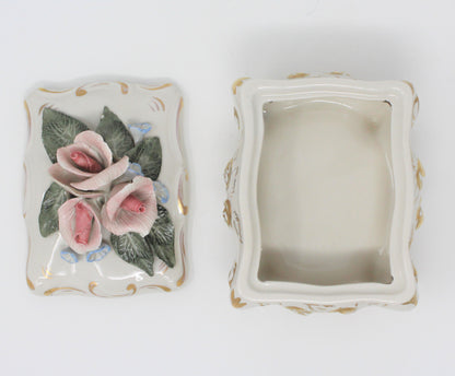 Trinket Box, Cordey, Pink Roses 6049, Porcelain, Vintage