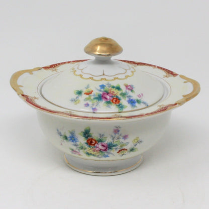 Sugar Bowl with Lid, Versailles China, Floral Pattern, Japan