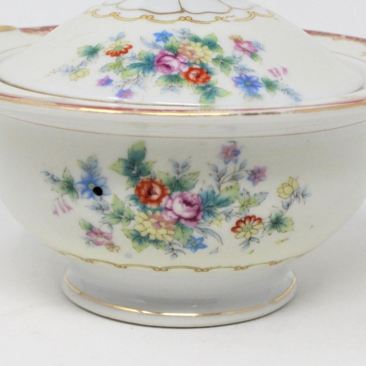 Sugar Bowl with Lid, Versailles China, Floral Pattern, Japan