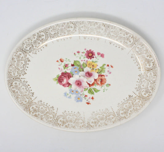 Serving Platter, Royal Monarch, Floral RMH5, Gold Filigree, Vintage