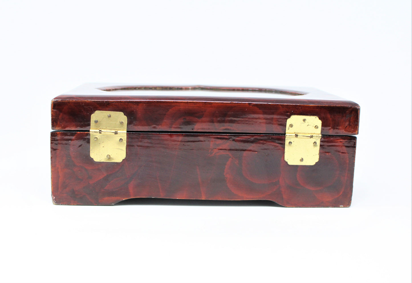 Box, Jewelry Box, Shell Art, Oriental Lotus Flower, Lacquered, Vintage