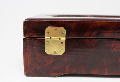 Box, Jewelry Box, Shell Art, Oriental Lotus Flower, Lacquered, Vintage