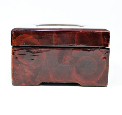 Box, Jewelry Box, Shell Art, Oriental Lotus Flower, Lacquered, Vintage