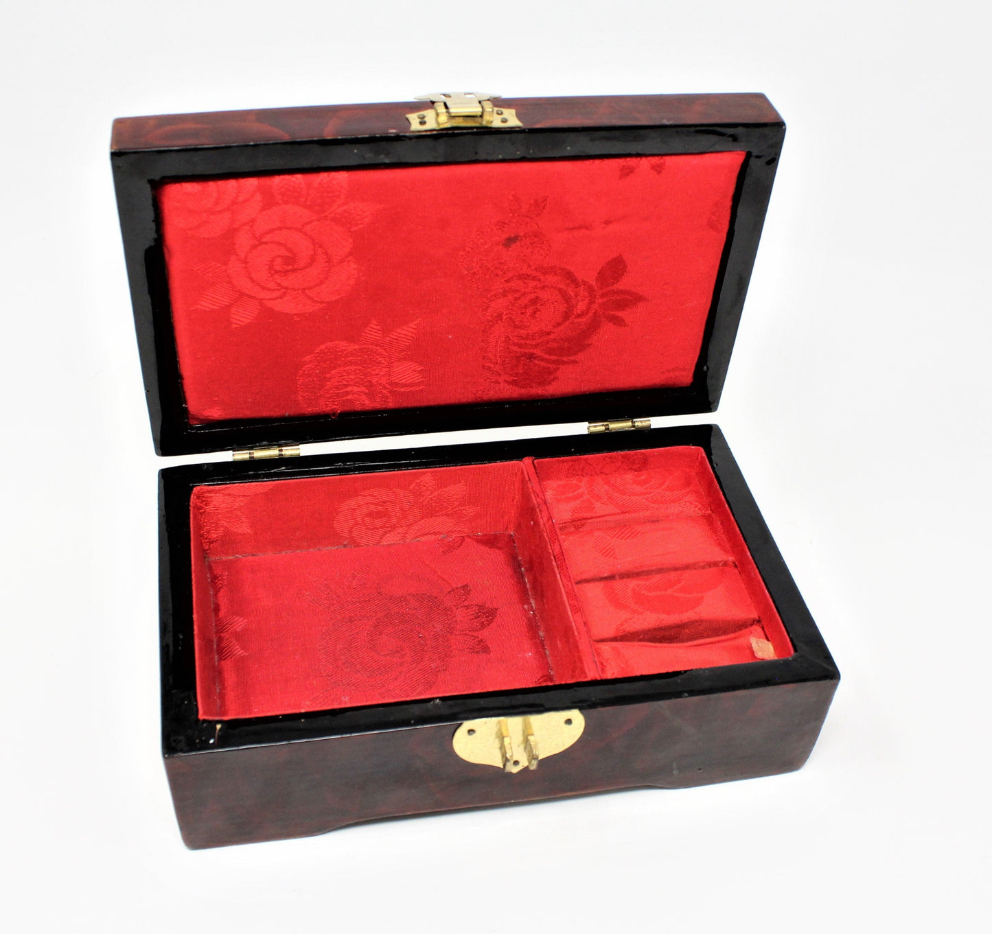 Box, Jewelry Box, Shell Art, Oriental Lotus Flower, Lacquered, Vintage