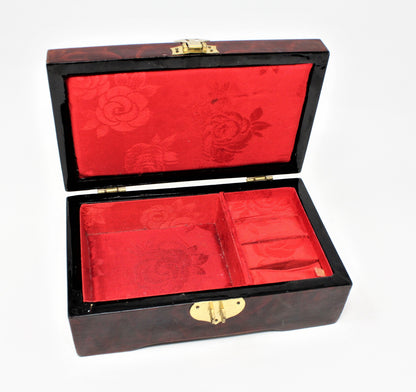 Box, Jewelry Box, Shell Art, Oriental Lotus Flower, Lacquered, Vintage