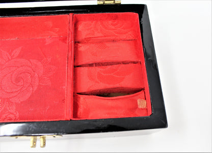 Box, Jewelry Box, Shell Art, Oriental Lotus Flower, Lacquered, Vintage