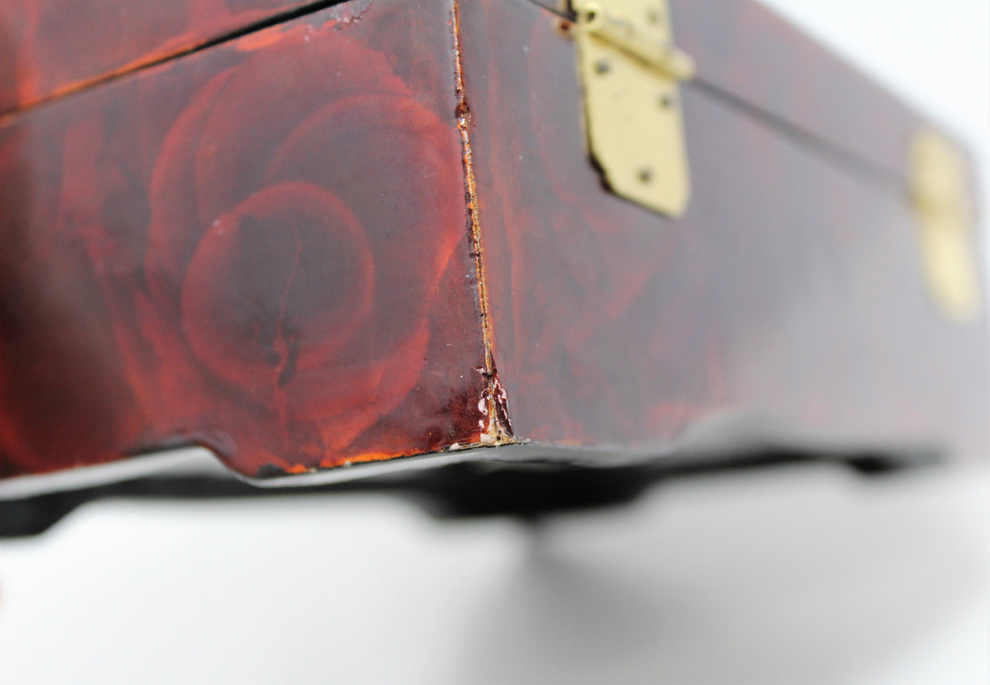 Box, Jewelry Box, Shell Art, Oriental Lotus Flower, Lacquered, Vintage