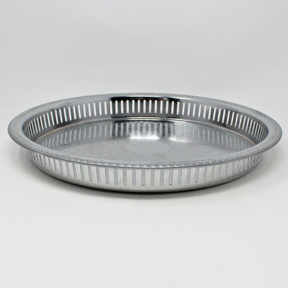 Tray, Irvinware, Gallery Tray, Reticulated, Chrome Plated, Original Box, Round, 13", Vintage