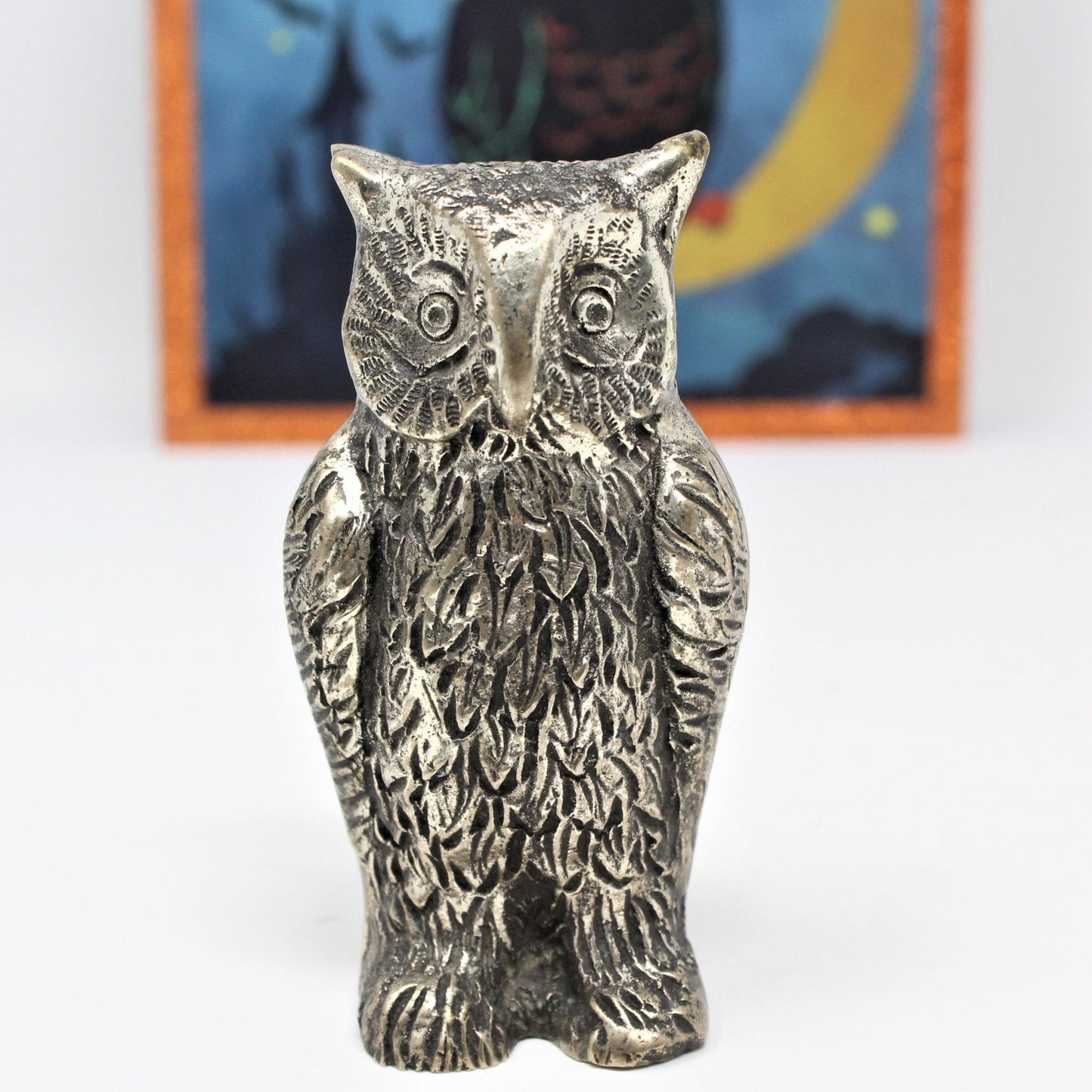 Figurine, Owl, Pewter / Metal, Halloween, Vintage