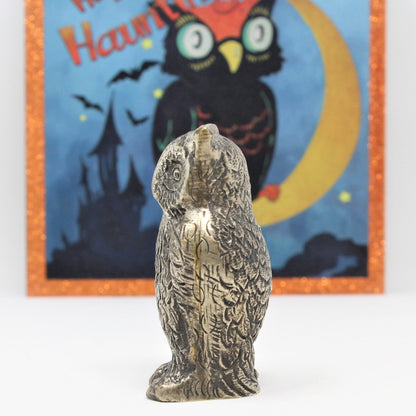 Figurine, Owl, Pewter / Metal, Halloween, Vintage