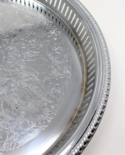 Tray, Irvinware, Gallery Tray, Chrome Plated, Vintage 13"