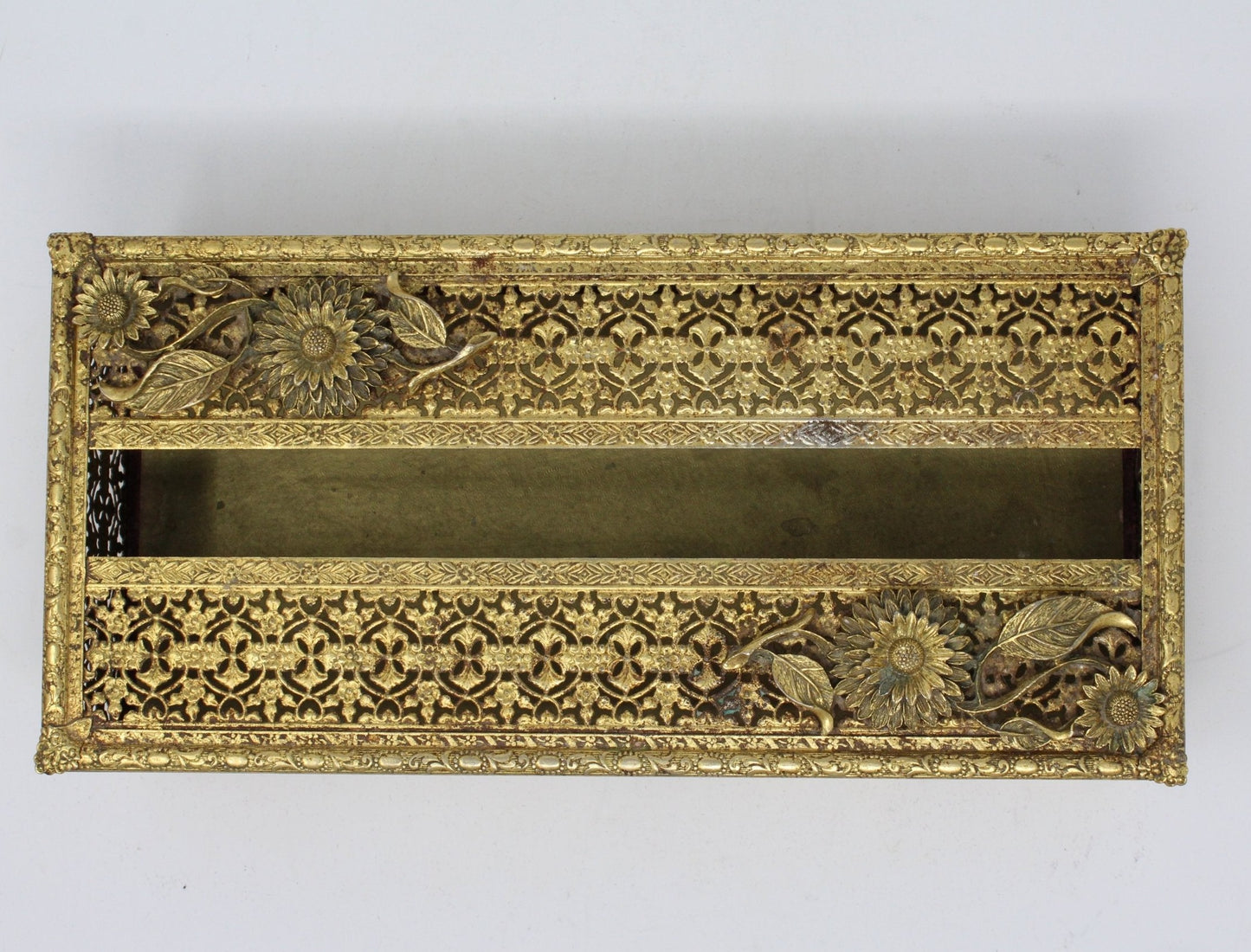 Tissue Box Cover / Holder, Filigree & Floral, Vintage