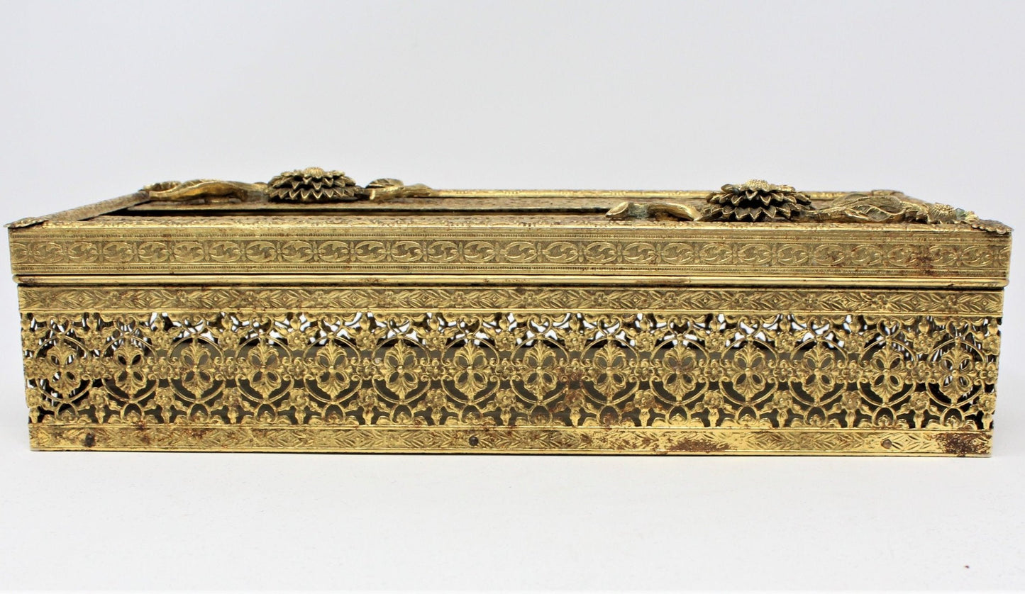 Tissue Box Cover / Holder, Filigree & Floral, Vintage