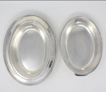 Serving Dish with Lid, National Silver Co 1205, Oval Silverplate Vintage